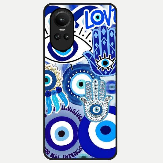  Evil Eyes Dream Glass Case For Oppo Reno 10 back cover – full design glossy printed glass finish