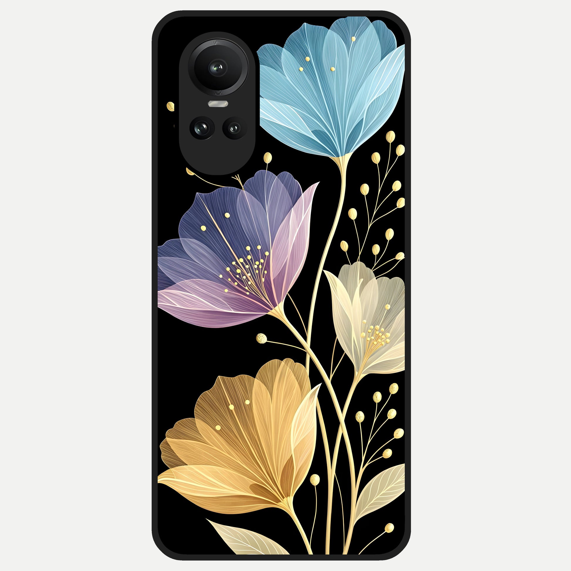  Flower Bloom Glow Glass Case For Oppo Reno 10 back cover – full design glossy printed glass finish