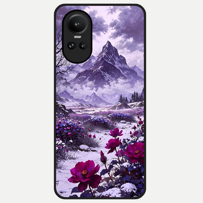  Flower Mountain View Glass Case For Oppo Reno 10 back cover – full design glossy printed glass finish