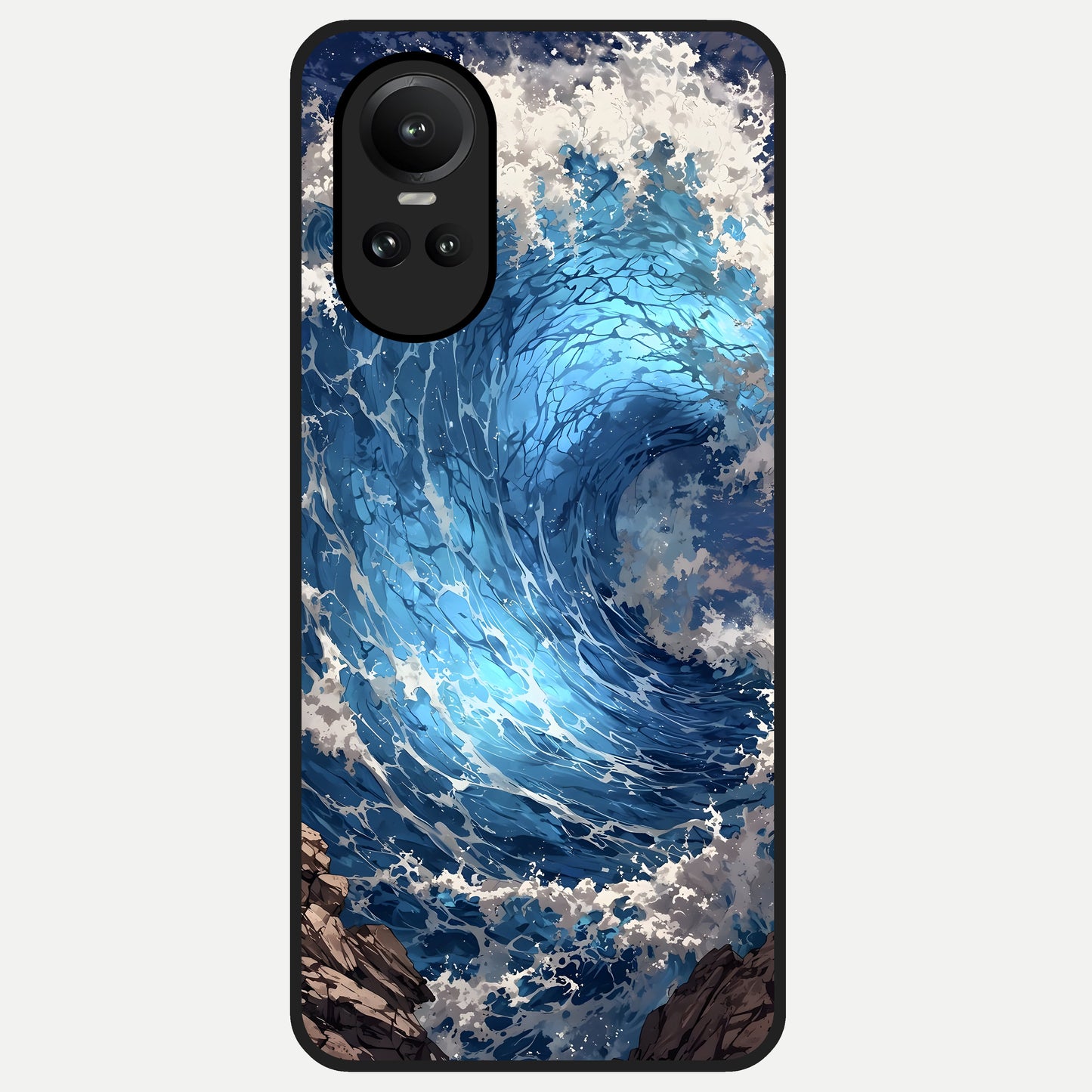  Giant Ocean Wave Glass Case For Oppo Reno 10 back cover – full design glossy printed glass finish