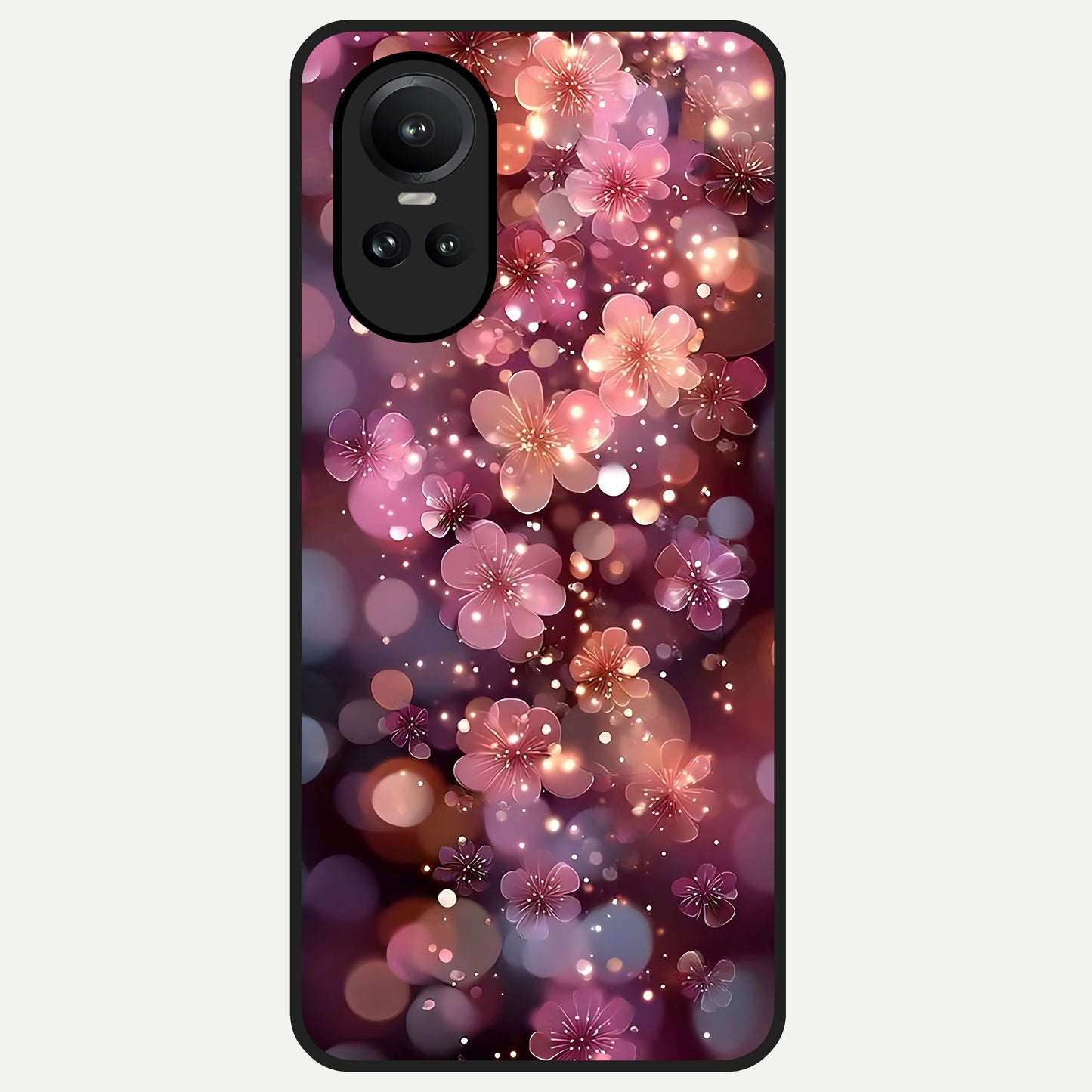  Glowing Petal Bliss Glass Case For Oppo Reno 10 back cover – full design glossy printed glass finish