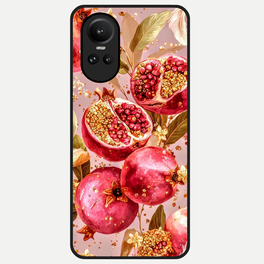  Golden Bloom Glow Glass Case For Oppo Reno 10 back cover – full design glossy printed glass finish
