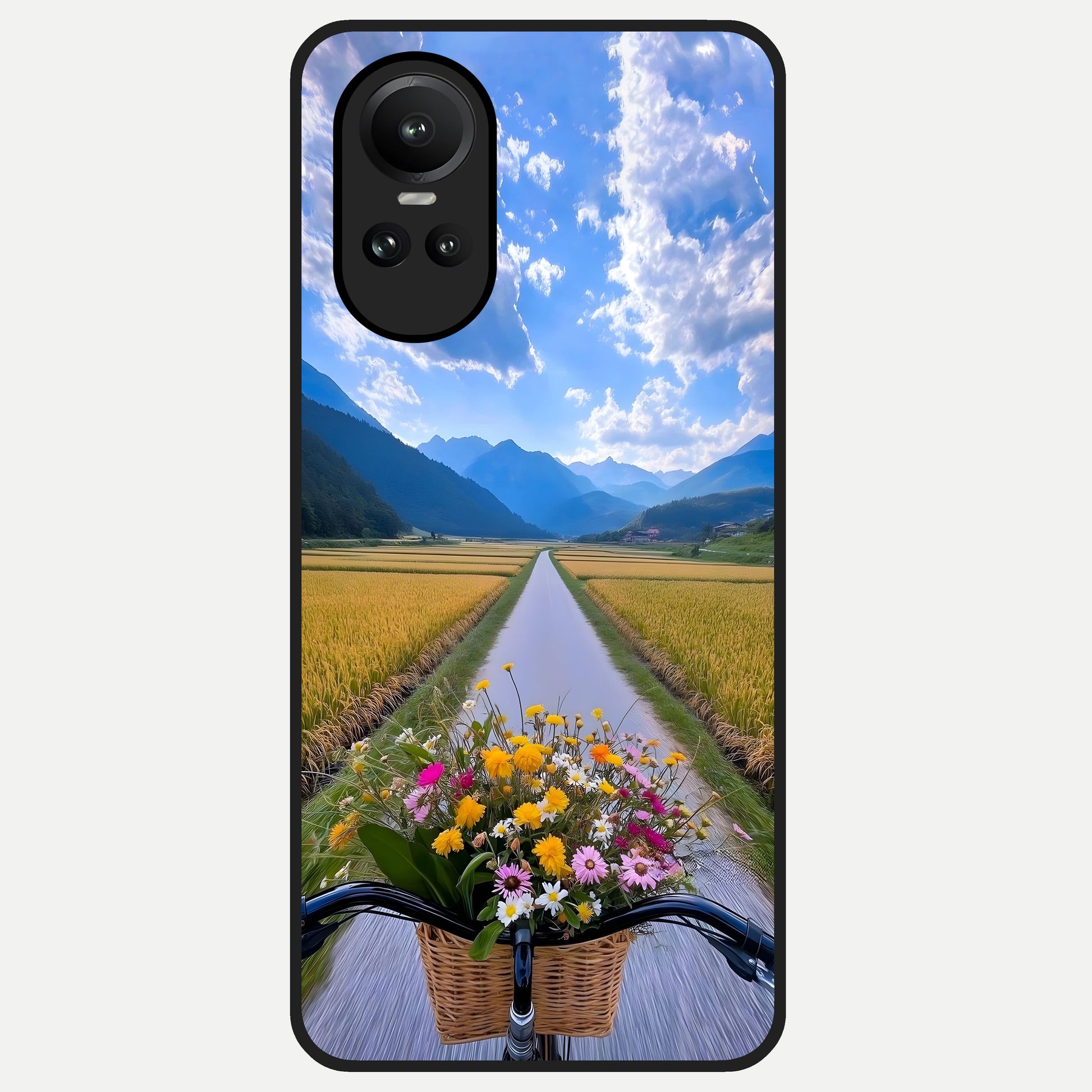  Golden Field Journey Glass Case For Oppo Reno 10 back cover – full design glossy printed glass finish