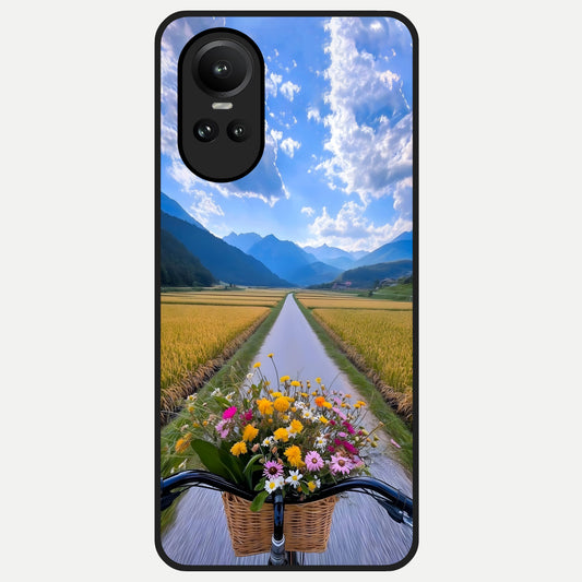  Golden Field Journey Glass Case For Oppo Reno 10 back cover – full design glossy printed glass finish