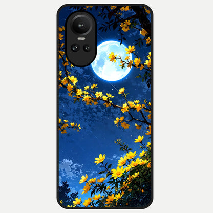  Golden Night Glow Glass Case For Oppo Reno 10 back cover – full design glossy printed glass finish