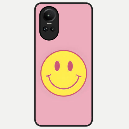  Happy Pink Mood Glass Case For Oppo Reno 10 back cover – full design glossy printed glass finish