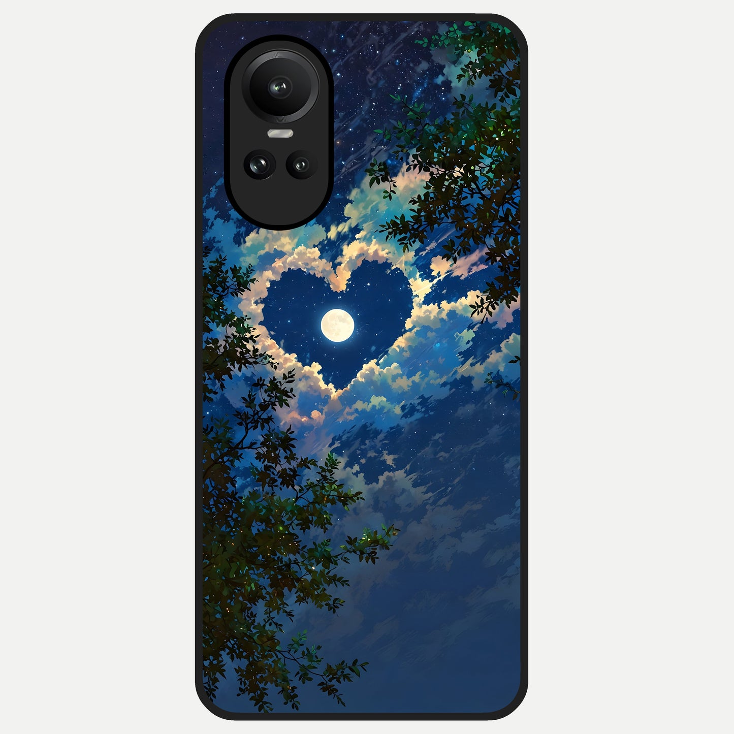  Heart With Moon Sky Glass Case For Oppo Reno 10 back cover – full design glossy printed glass finish