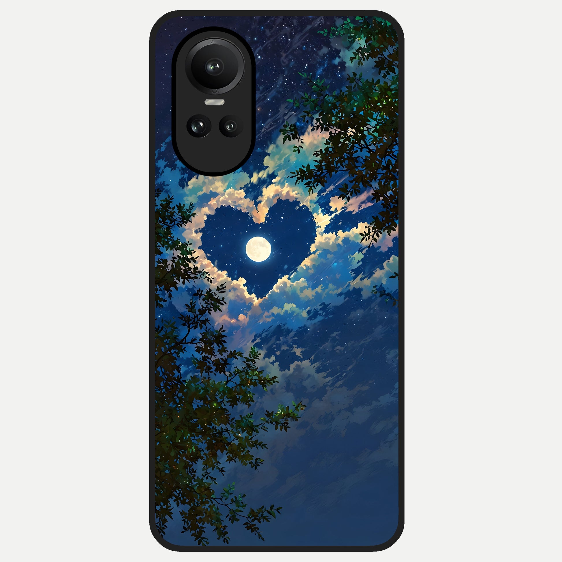  Heart With Moon Sky Glass Case For Oppo Reno 10 back cover – full design glossy printed glass finish