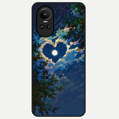  Heart With Moon Sky Glass Case For Oppo Reno 10 back cover – full design glossy printed glass finish