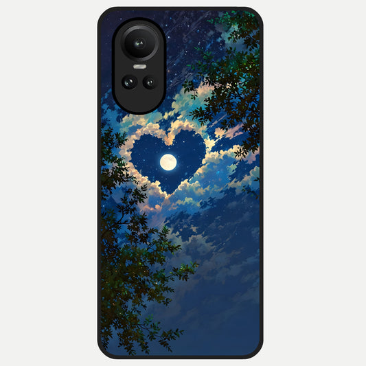  Heart With Moon Sky Glass Case For Oppo Reno 10 back cover – full design glossy printed glass finish