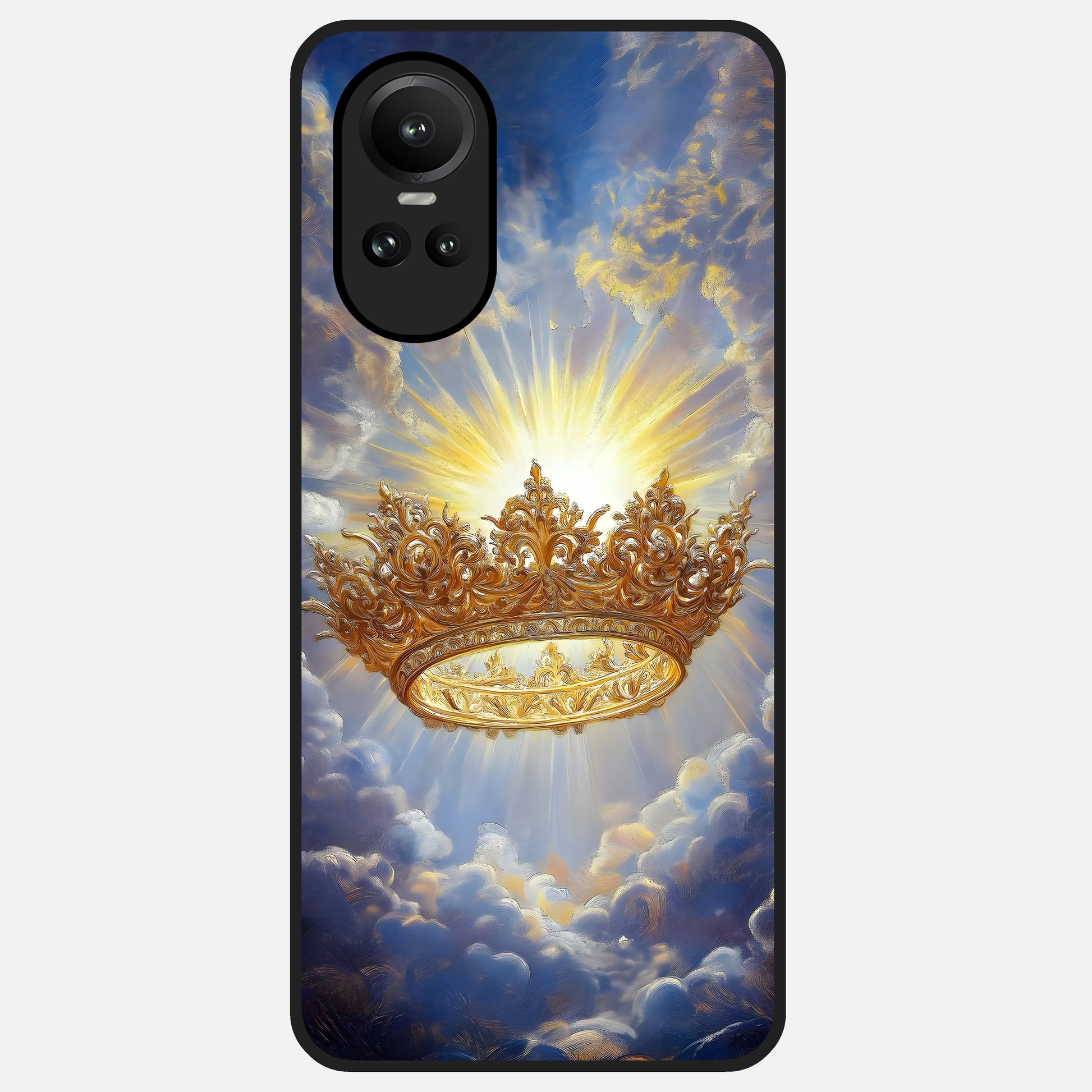  Heavenly Crown Light Glass Case For Oppo Reno 10 back cover – full design glossy printed glass finish