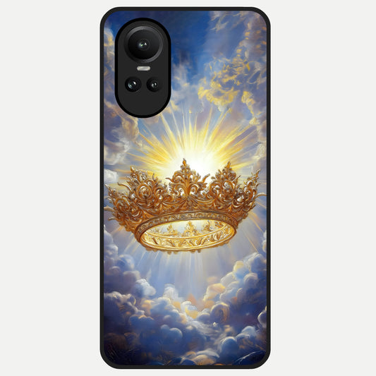  Heavenly Crown Light Glass Case For Oppo Reno 10 back cover – full design glossy printed glass finish