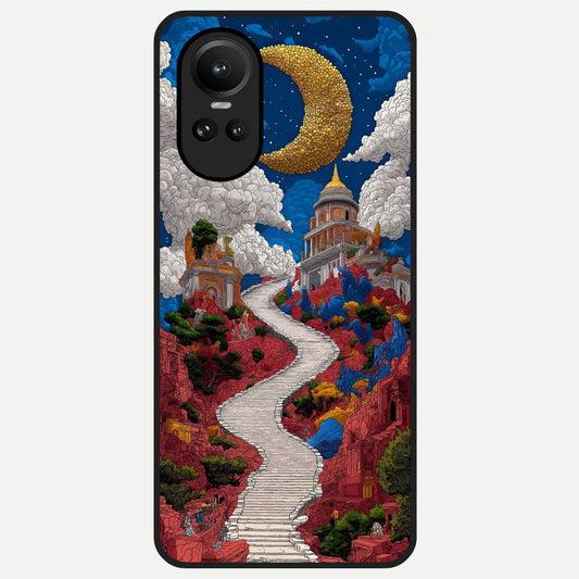  Heavenly Moon Path Glass Case For Oppo Reno 10 back cover – full design glossy printed glass finish