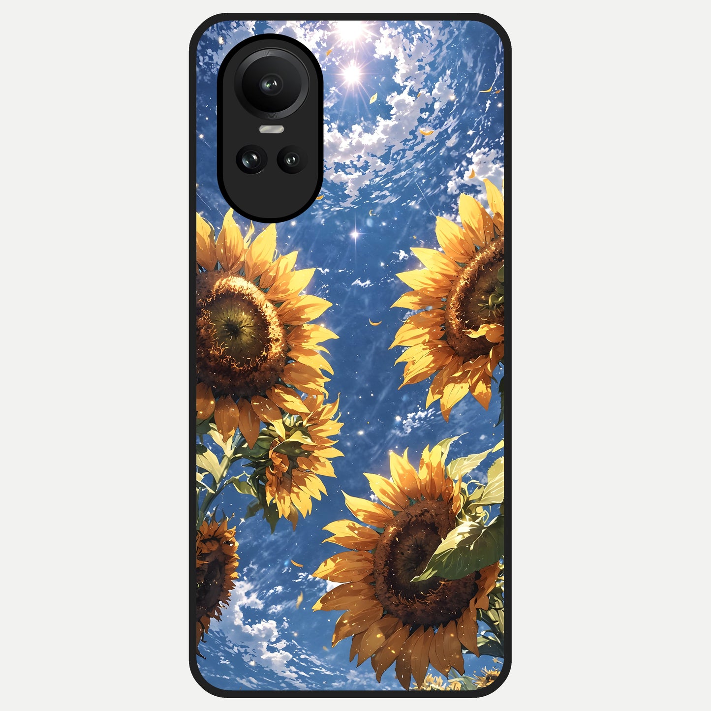  Heavenly Sunflower Rise Glass Case For Oppo Reno 10 back cover – full design glossy printed glass finish