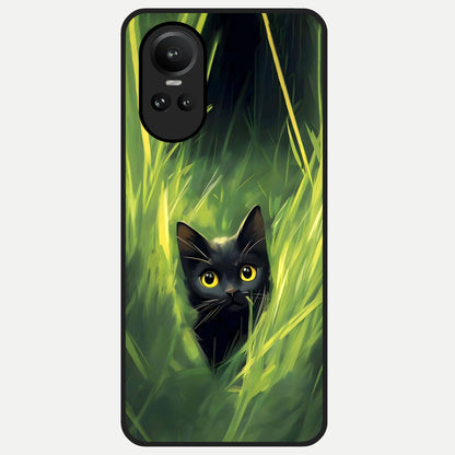  Hidden Cat Whisper Glass Case For Oppo Reno 10 back cover – full design glossy printed glass finish