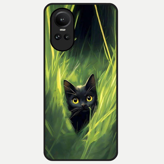  Hidden Cat Whisper Glass Case For Oppo Reno 10 back cover – full design glossy printed glass finish