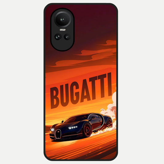  Inferno Bugatti Storm Glass Case For Oppo Reno 10 back cover – full design glossy printed glass finish