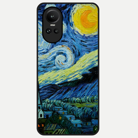  Inspired Van Gogh Art Glass Case For Oppo Reno 10 back cover – full design glossy printed glass finish