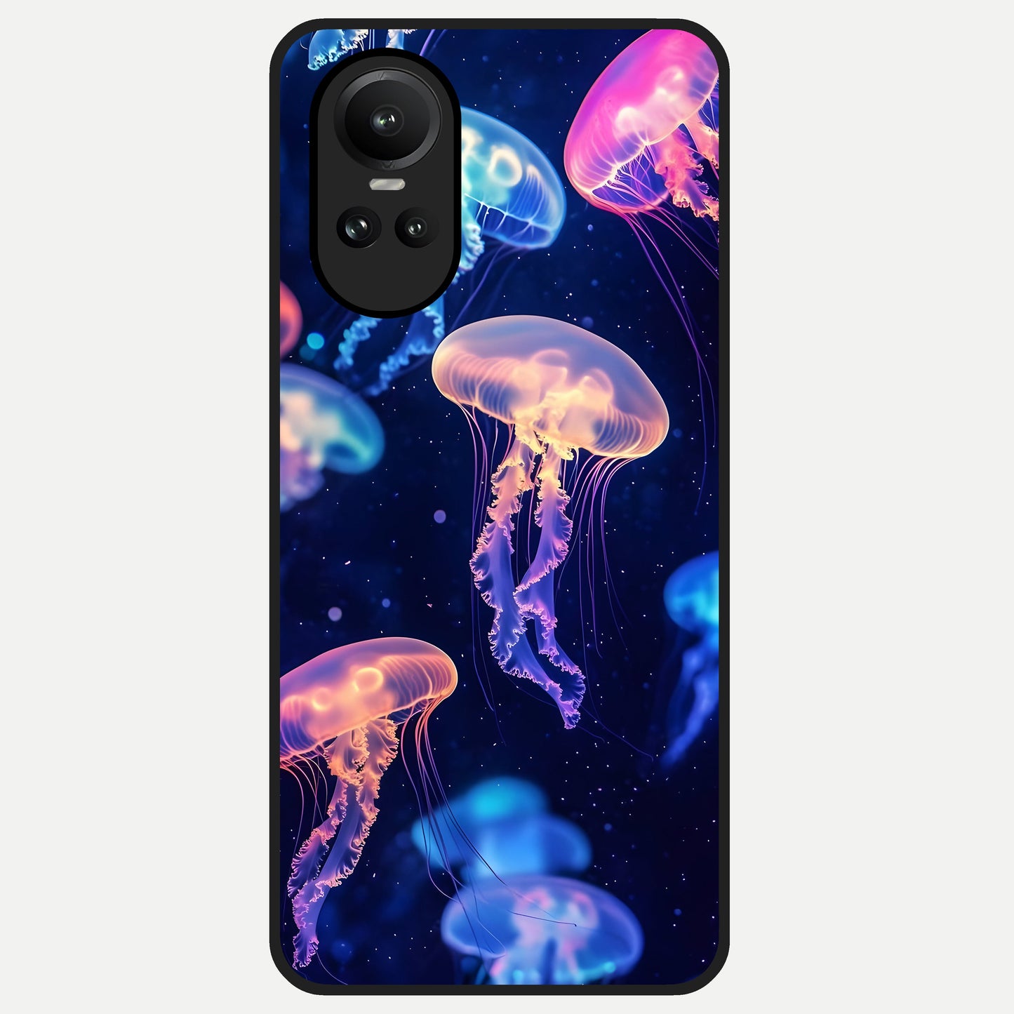  Jellyfish Pattern Glass Case For Oppo Reno 10 back cover – full design glossy printed glass finish