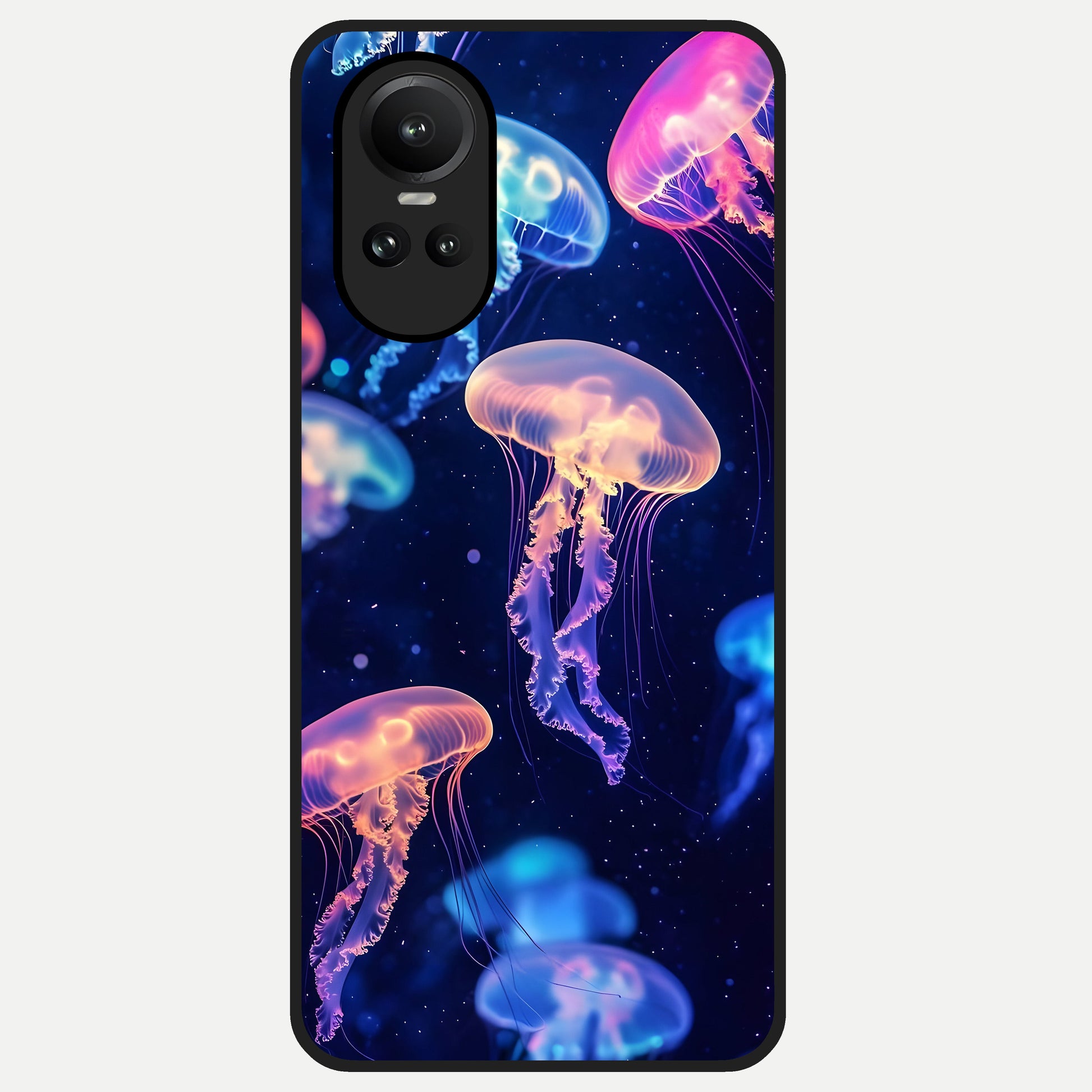  Jellyfish Pattern Glass Case For Oppo Reno 10 back cover – full design glossy printed glass finish