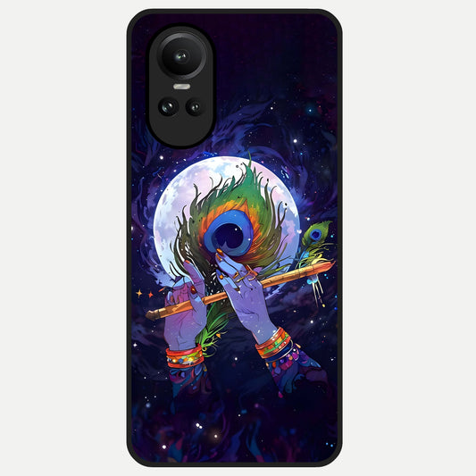 Krishna Hands Art Glass Case For Oppo Reno 10 back cover – full design glossy printed glass finish