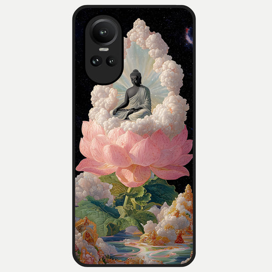  Lotus Divine Peace Glass Case For Oppo Reno 10 back cover – full design glossy printed glass finish