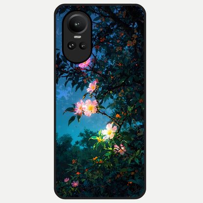  Midnight Bloom Glow Glass Case For Oppo Reno 10 back cover – full design glossy printed glass finish