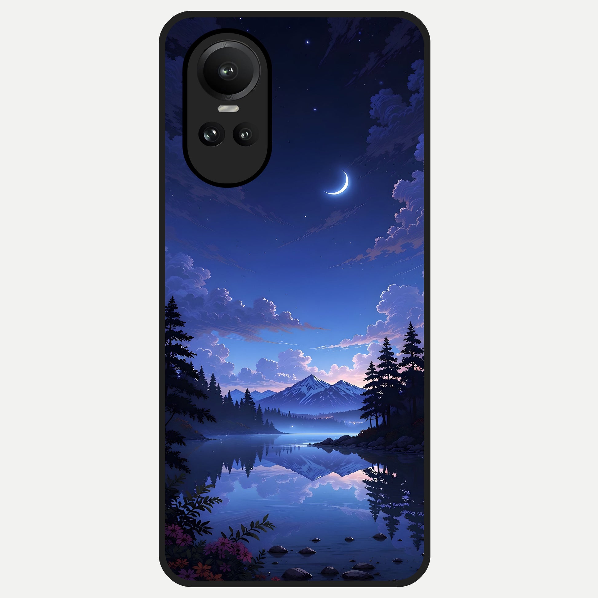  Midnight Lake Peace Glass Case For Oppo Reno 10 back cover – full design glossy printed glass finish