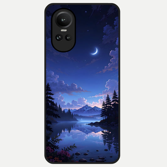  Midnight Lake Peace Glass Case For Oppo Reno 10 back cover – full design glossy printed glass finish