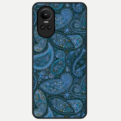  Midnight Paisley Glow Glass Case For Oppo Reno 10 back cover – full design glossy printed glass finish