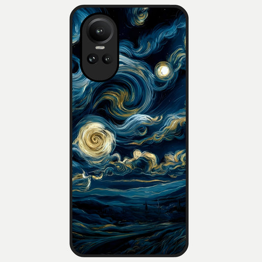  Midnight Sky Whirl Glass Case For Oppo Reno 10 back cover – full design glossy printed glass finish