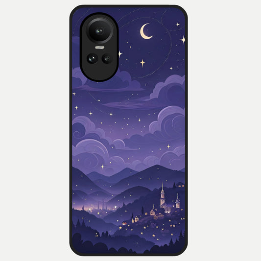 Minimal Night View Glass Case For Oppo Reno 10 back cover – full design glossy printed glass finish