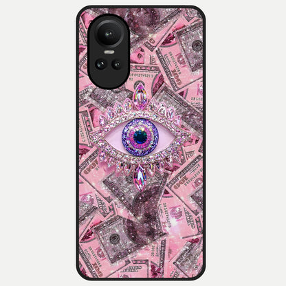  Money Eye Luxe Glass Case For Oppo Reno 10 back cover – full design glossy printed glass finish