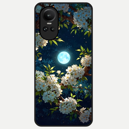  Moonlit Blossom Dream Glass Case For Oppo Reno 10 back cover – full design glossy printed glass finish