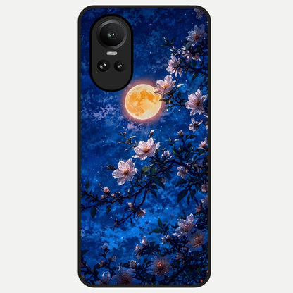  Moonlit Blossoms Night Glass Case For Oppo Reno 10 back cover – full design glossy printed glass finish