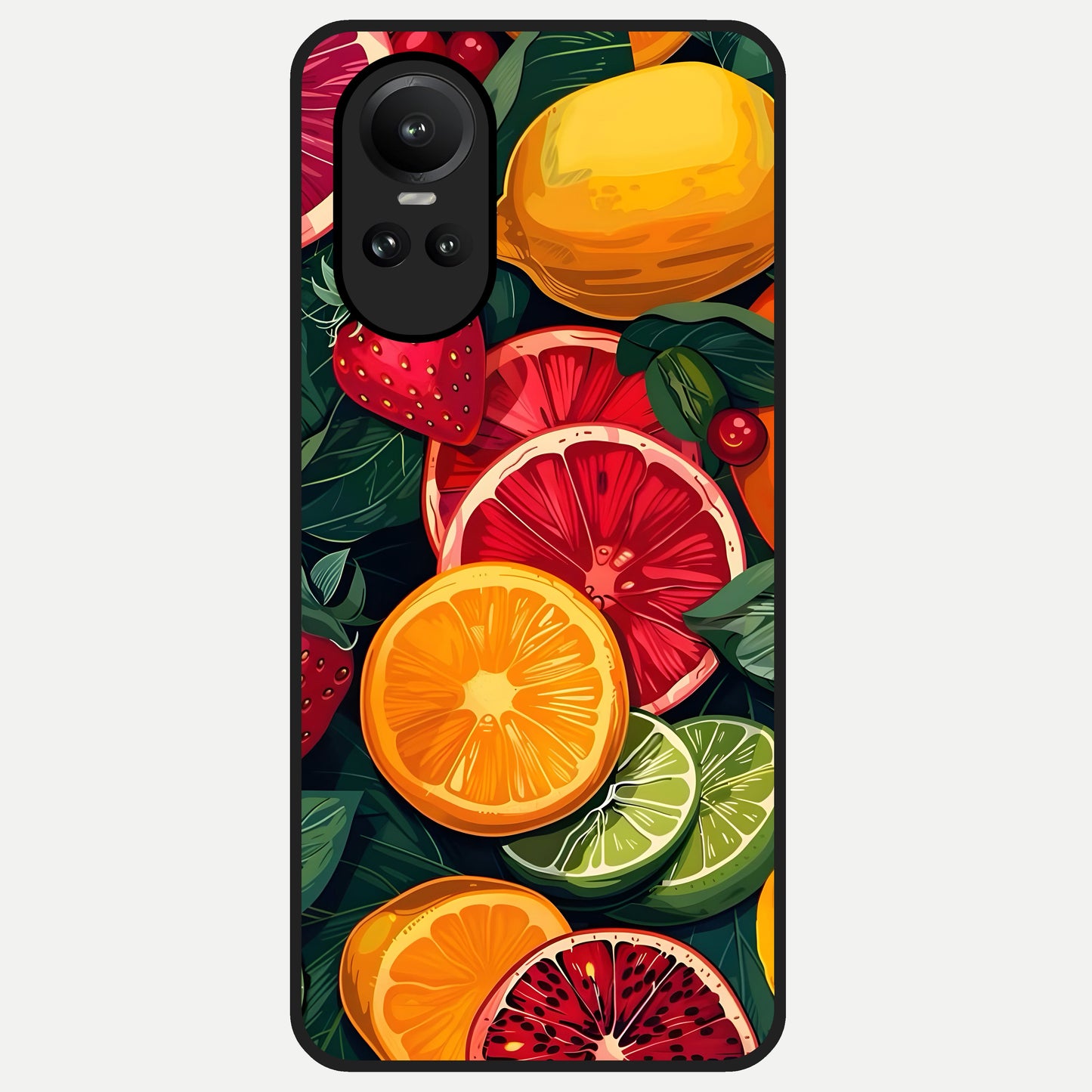  Multiple Fruits Glass Case For Oppo Reno 10 back cover – full design glossy printed glass finish