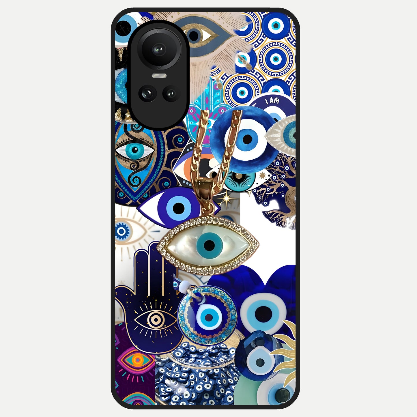  Mystic Charm Eye Glass Case For Oppo Reno 10 back cover – full design glossy printed glass finish