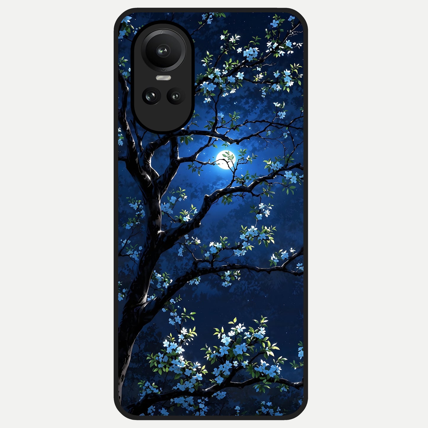  Mystic Floral Night Glass Case For Oppo Reno 10 back cover – full design glossy printed glass finish
