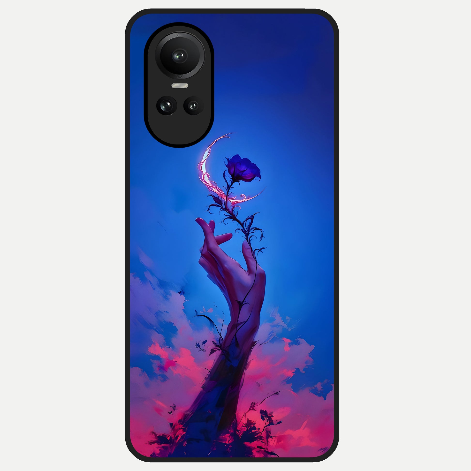  Mystic Hand Glass Case For Oppo Reno 10 back cover – full design glossy printed glass finish