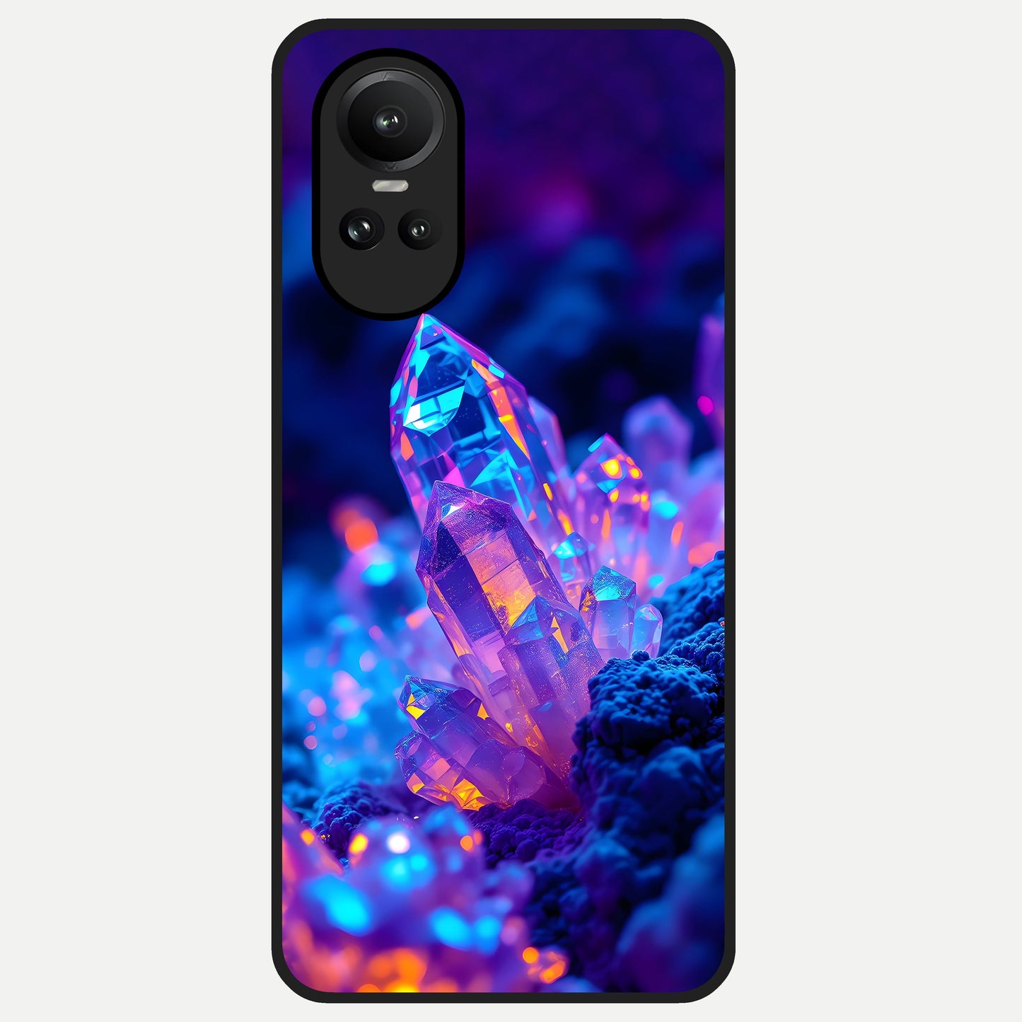  Neon Aura Shards Glass Case For Oppo Reno 10 back cover – full design glossy printed glass finish