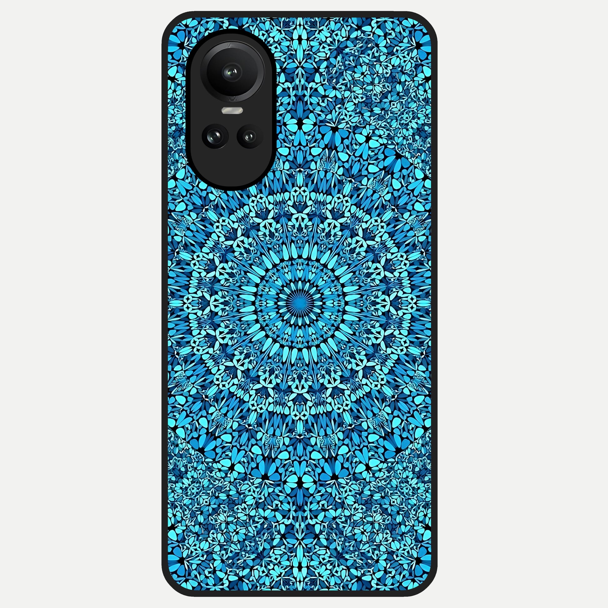 Ocean Bloom Mandala Glass Case For Oppo Reno 10 back cover – full design glossy printed glass finish