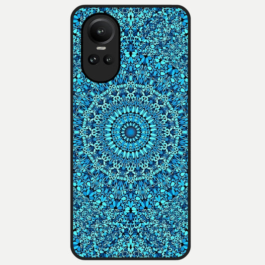  Ocean Bloom Mandala Glass Case For Oppo Reno 10 back cover – full design glossy printed glass finish