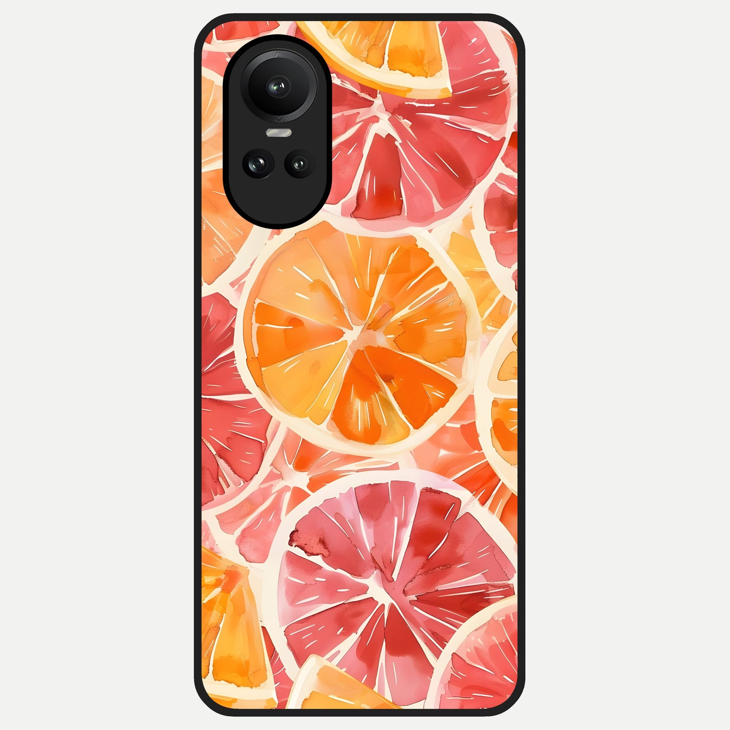  Orange Fruits Pattern Glass Case For Oppo Reno 10 back cover – full design glossy printed glass finish