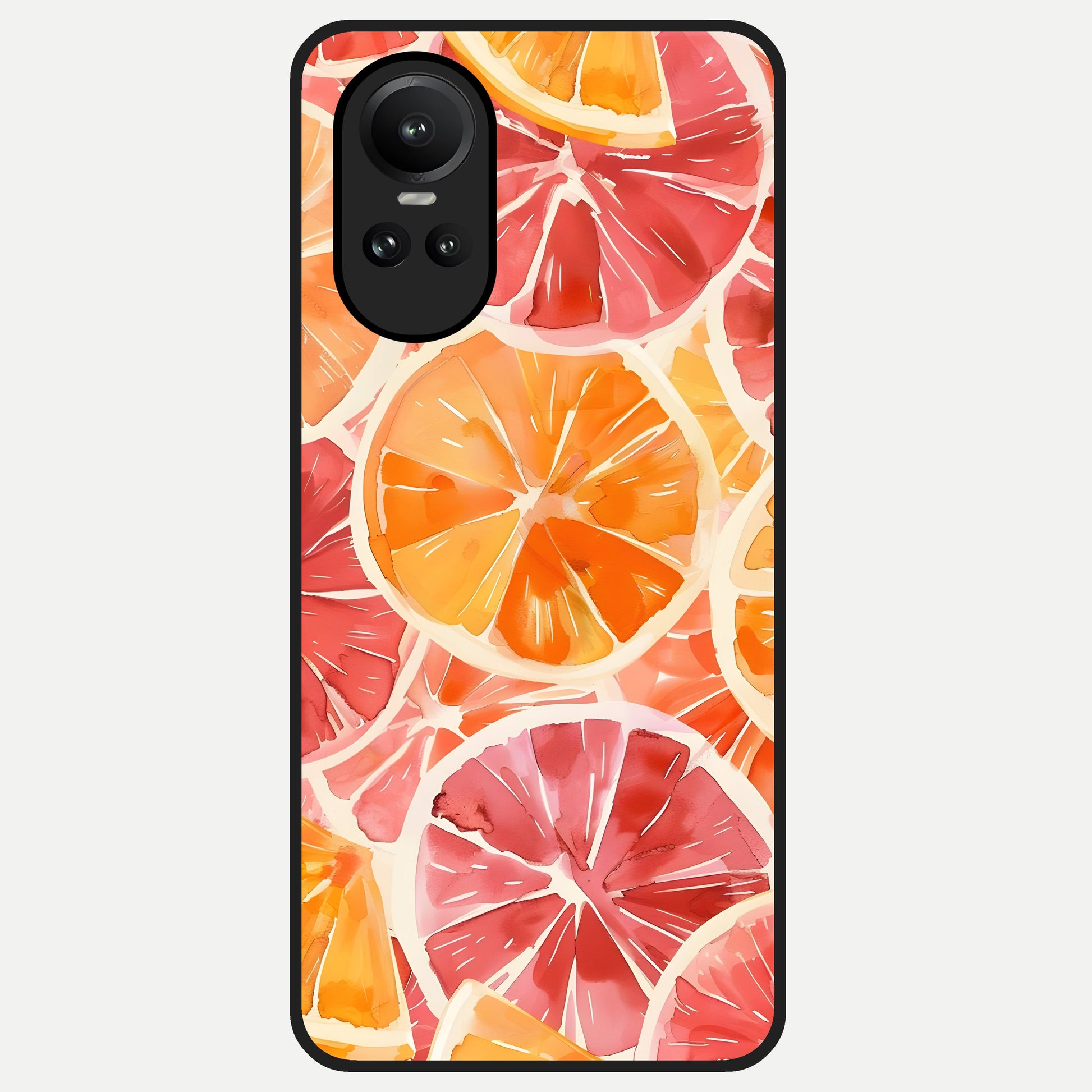  Orange Fruits Pattern Glass Case For Oppo Reno 10 back cover – full design glossy printed glass finish
