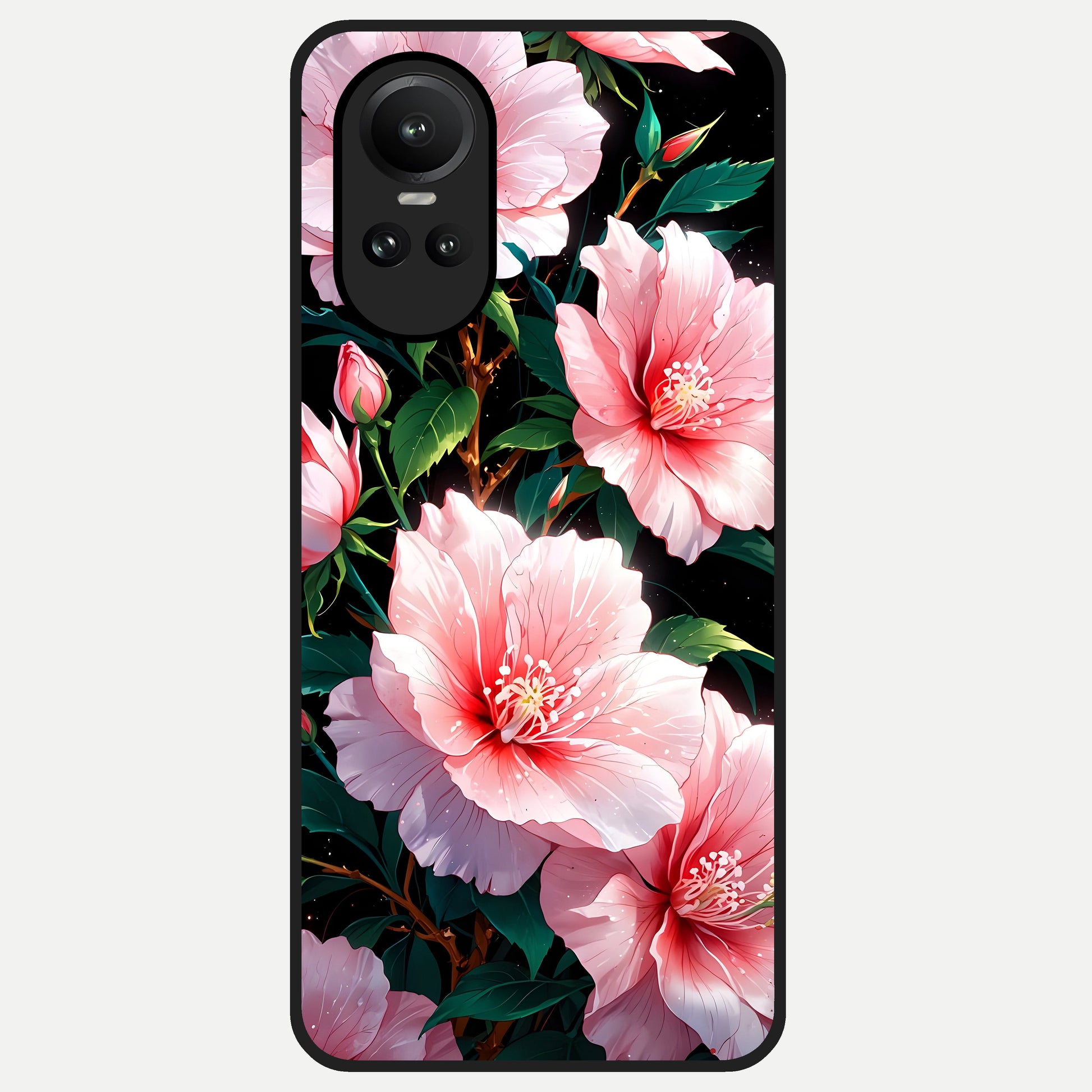  Peach Flower Glass Case For Oppo Reno 10 back cover – full design glossy printed glass finish