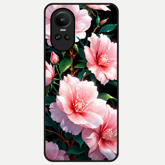  Peach Flower Glass Case For Oppo Reno 10 back cover – full design glossy printed glass finish