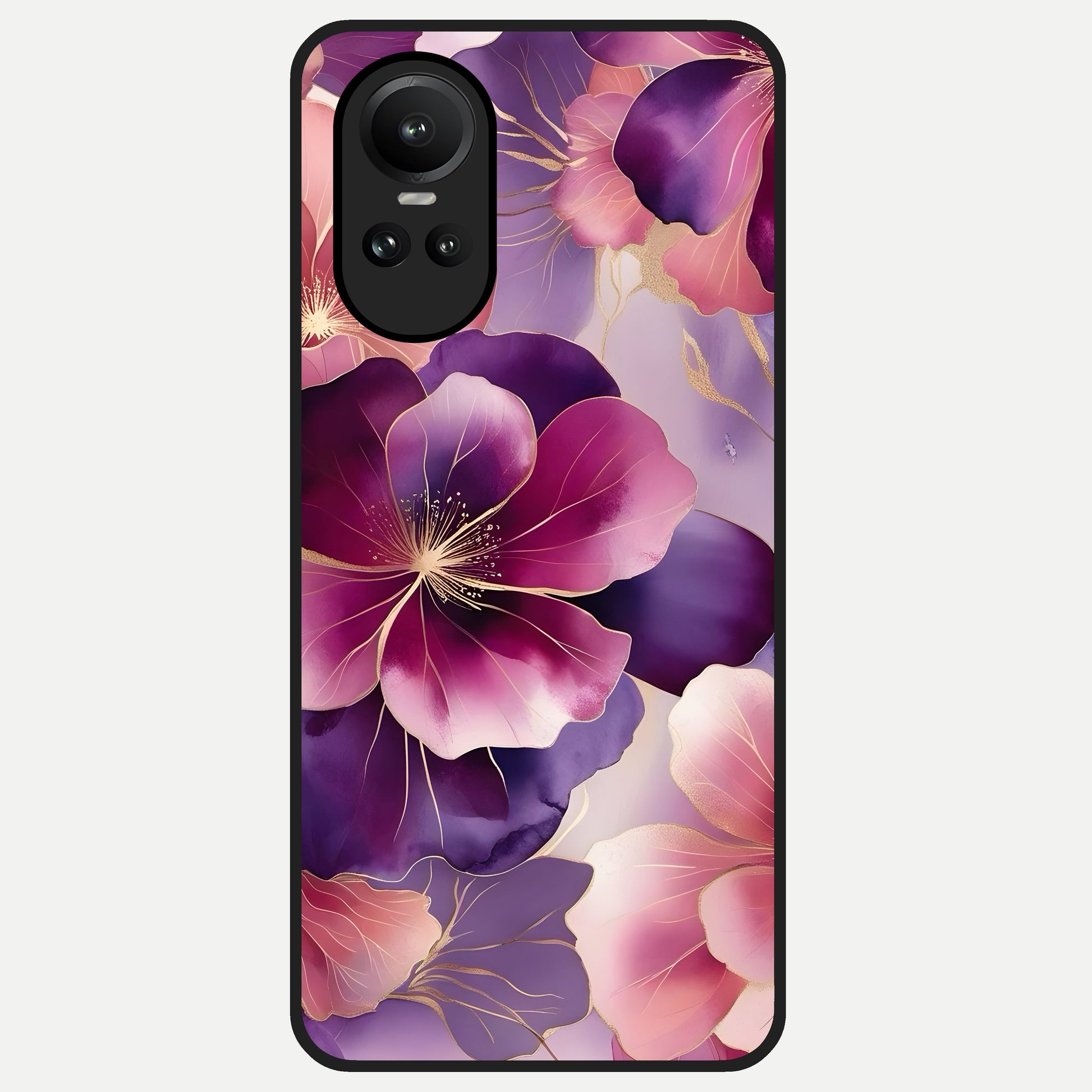  Pink Bouquet Florals Glass Case For Oppo Reno 10 back cover – full design glossy printed glass finish
