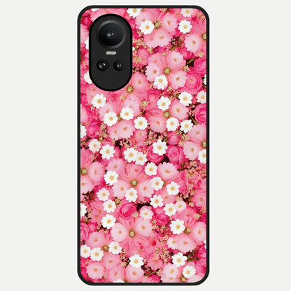  Pink Daisy Bliss Glass Case For Oppo Reno 10 back cover – full design glossy printed glass finish