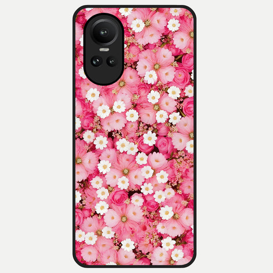  Pink Daisy Bliss Glass Case For Oppo Reno 10 back cover – full design glossy printed glass finish