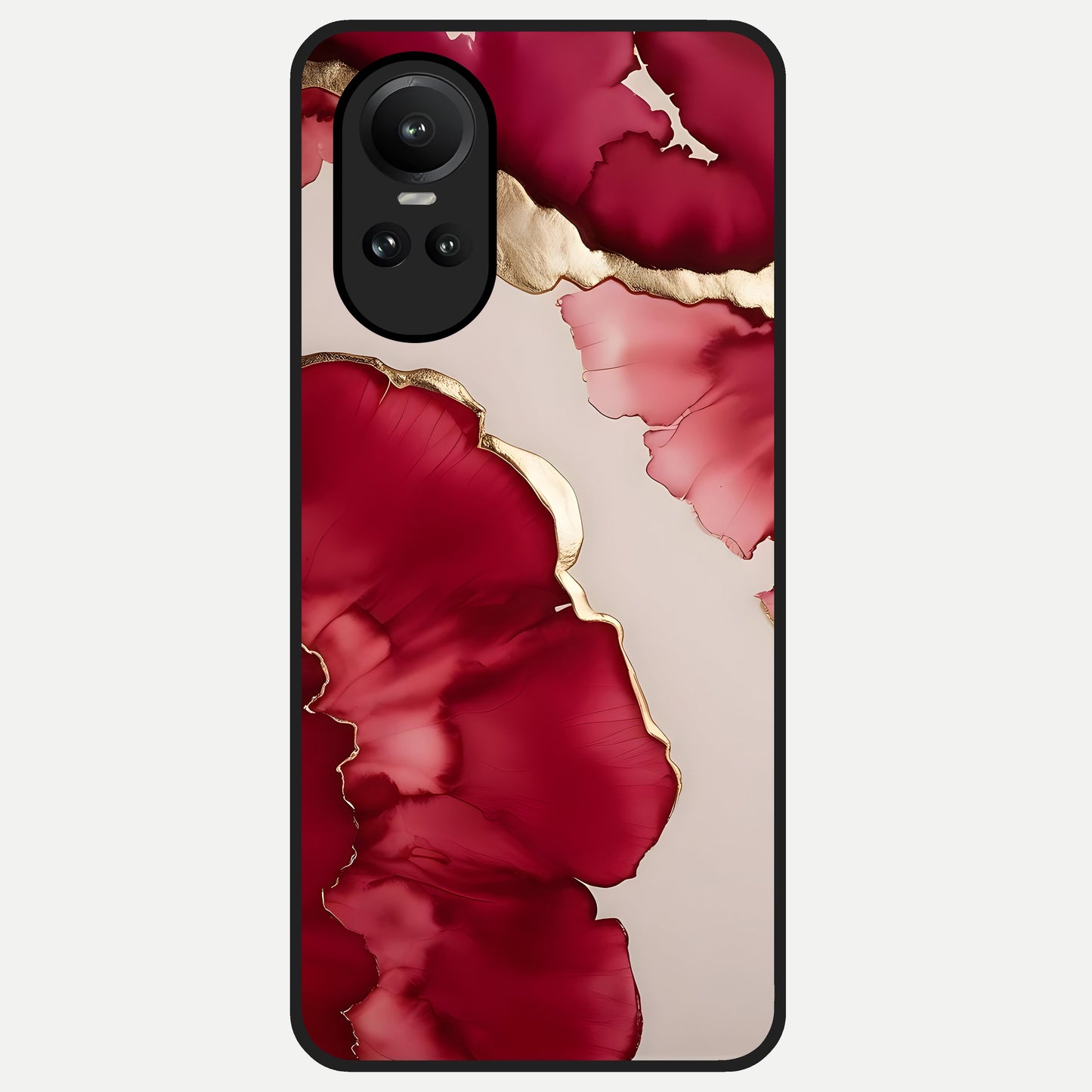  Pink And White Marble Glass Case For Oppo Reno 10 back cover – full design glossy printed glass finish